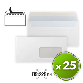 Liderpapel American White Envelope with Window 115 x 225 mm 25 pcs.