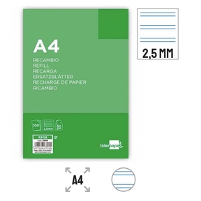 Liderpapel Paper Refill 60 g Lined Paper 2.5 mm (4 Hole Punched)