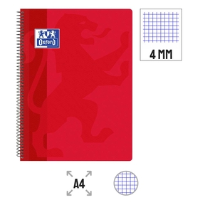 Oxford Notebook A4 A4 Plastic Cover 4x4 mm (Red)