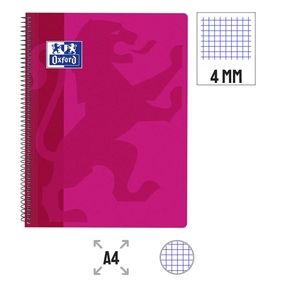 Oxford Notebook A4 Plastic Cover 4 x 4 mm (Fuchsia)