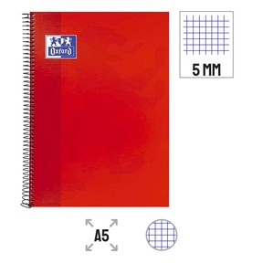Oxford Notebook A5 A5 Glossy 5x5mm Hard Cover (Red)