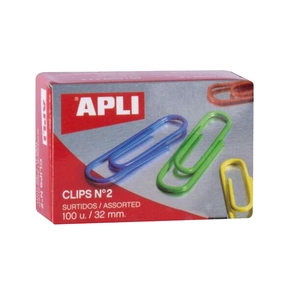 Apli Coloured Paper Clips (Box 100 pcs) 32 mm