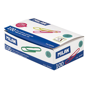Milan Coloured Paper Clips 33 mm (Box 100 Units)
