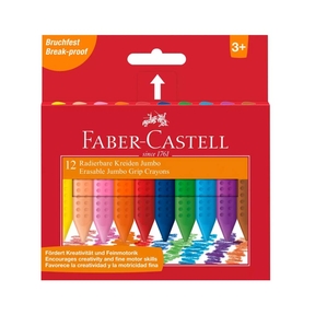 Faber-Castell Jumbo Erasable Coloured Crayons (Box 12 pcs.)