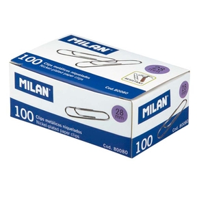 Milan Metallic Clips  28 mm (Box 100 Units)