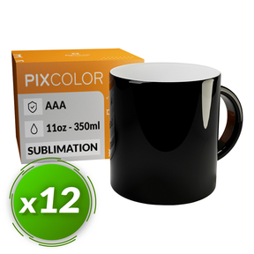 PixColor Magic Sublimation Mug - Premium AAA Quality (Pack 12 ) (Black)