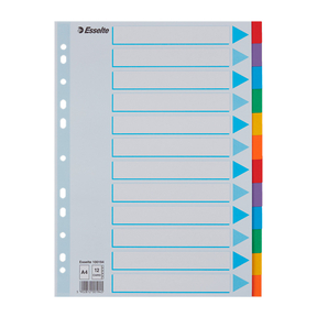 Esselte A4 Cardboard Dividers with Index (12 Tabs)