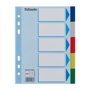 Esselte A5 Plastic Dividers with Index (5 Tabs)